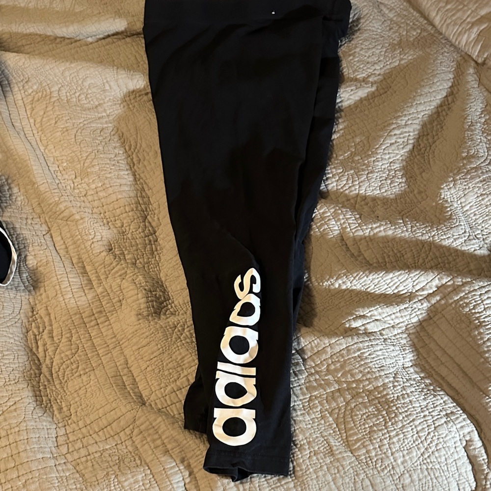 Adidas Women’s  Black Leggings with White Logo